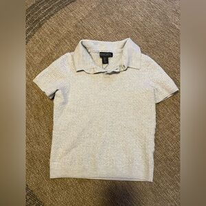 Christian Lacroix extra fine merino wool polo sweater short sleeves collar gray